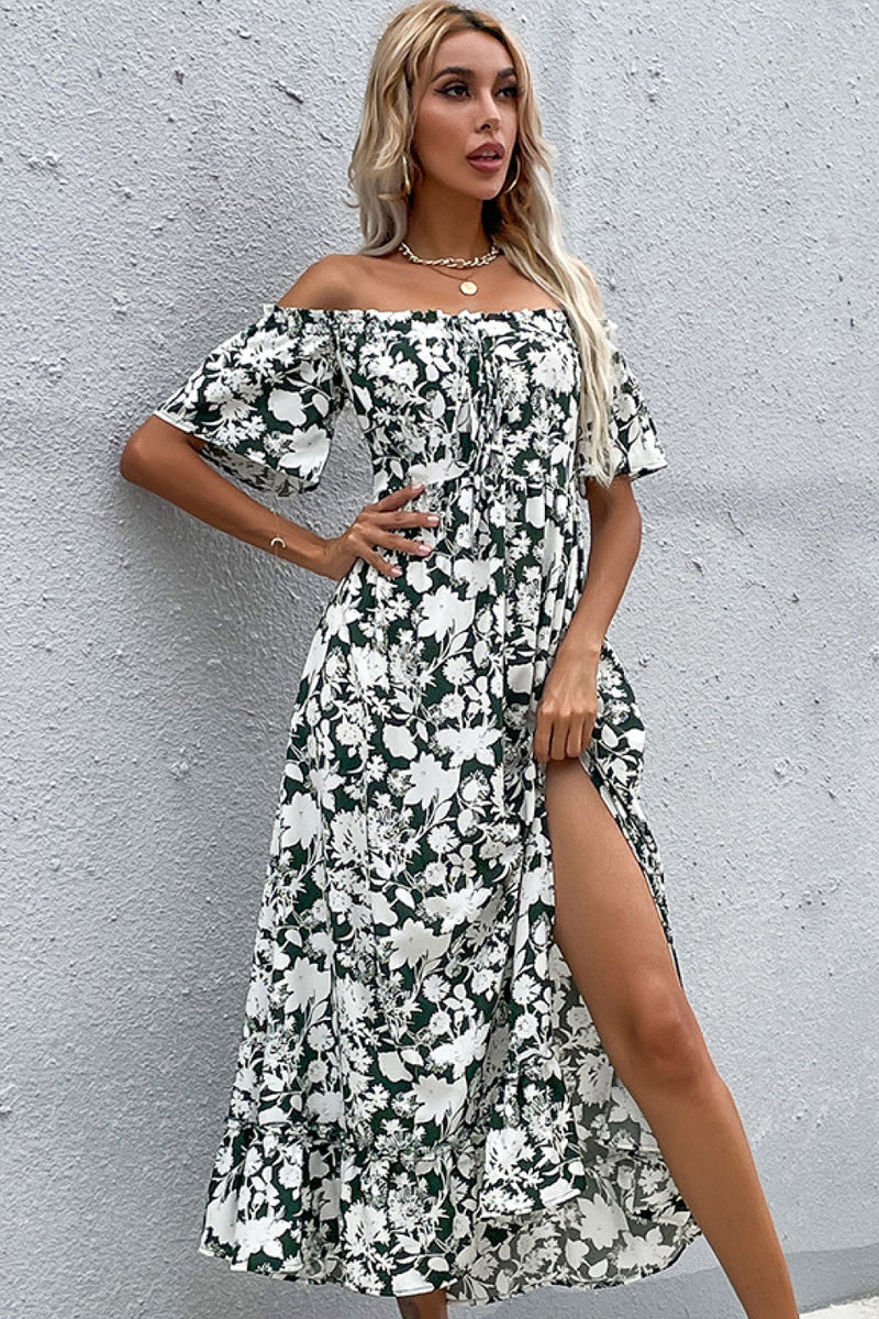 Floral Slit OffShoulder Midi Dress La Boutique Dacula