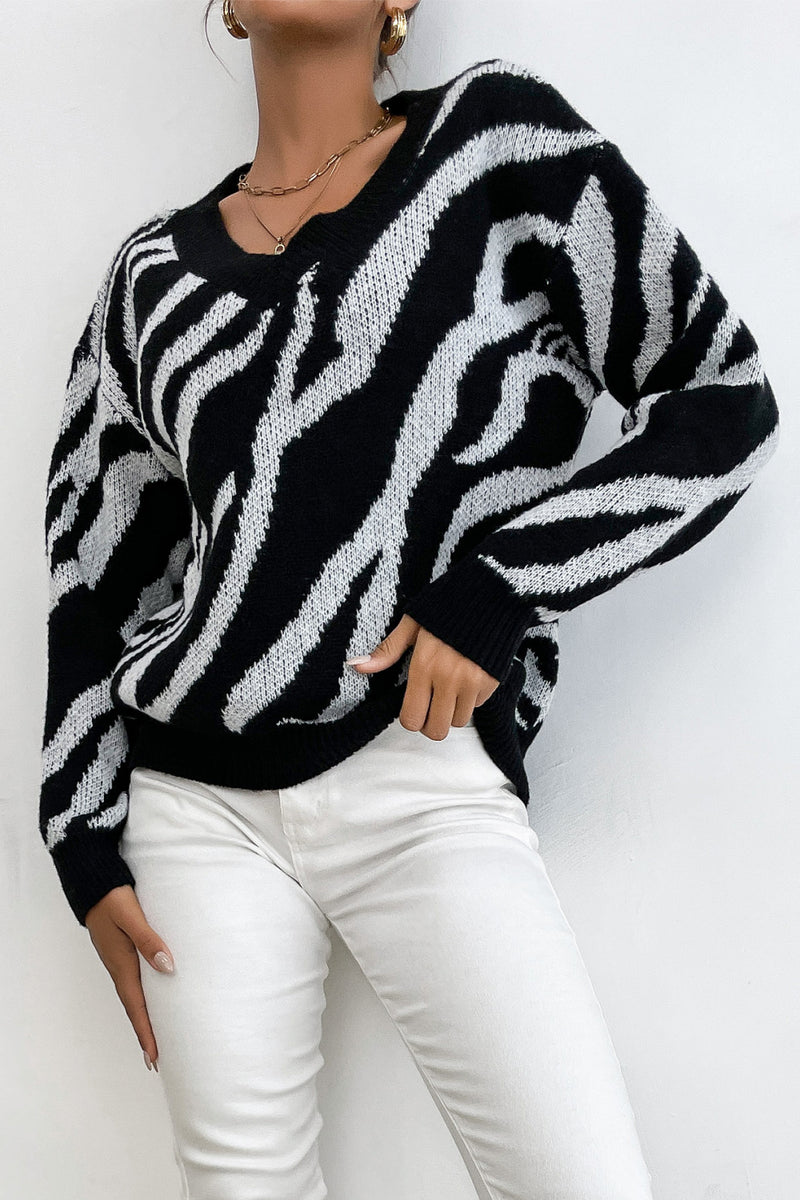 Zebra Print Sweater – La Boutique Dacula