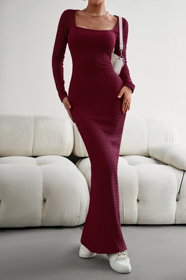 Long Sleeve Square Neck Maxi Bodycon Dress La Boutique Dacula — free download