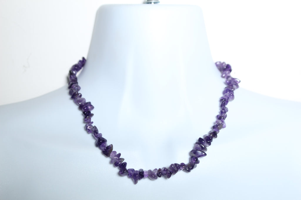 Purple Amethyst Stone Bead Collar Necklace