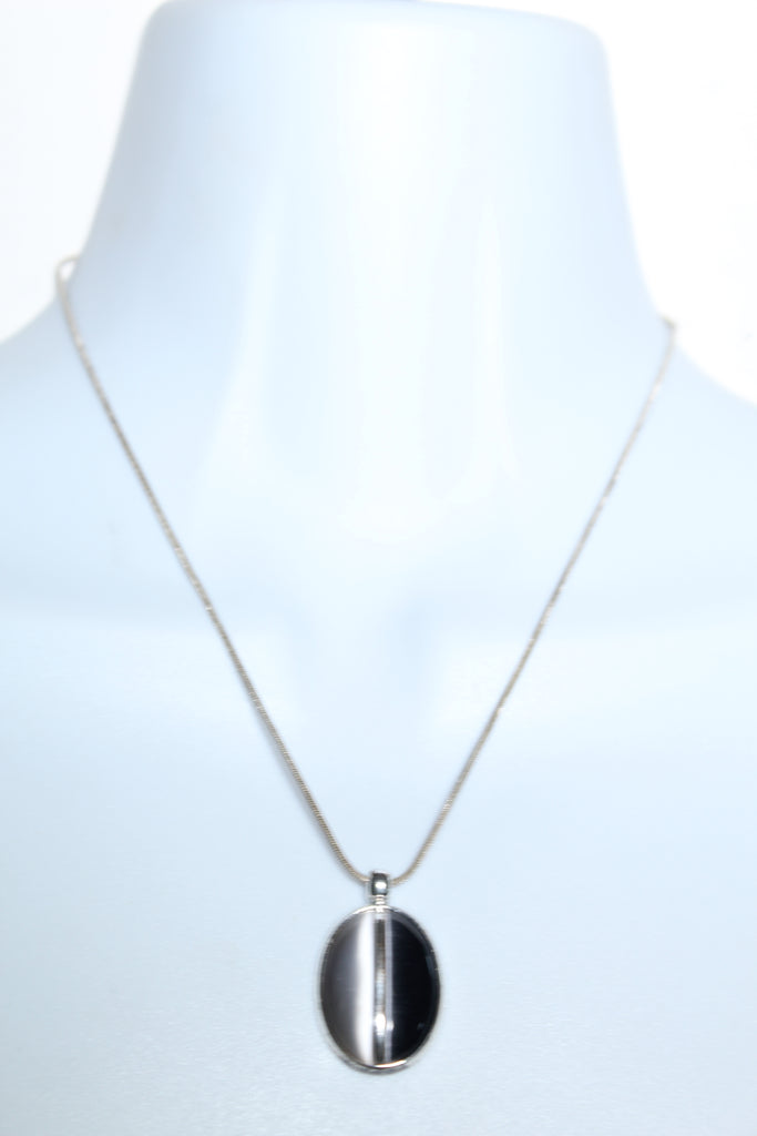 Silver Chain Glass Pendant Necklace