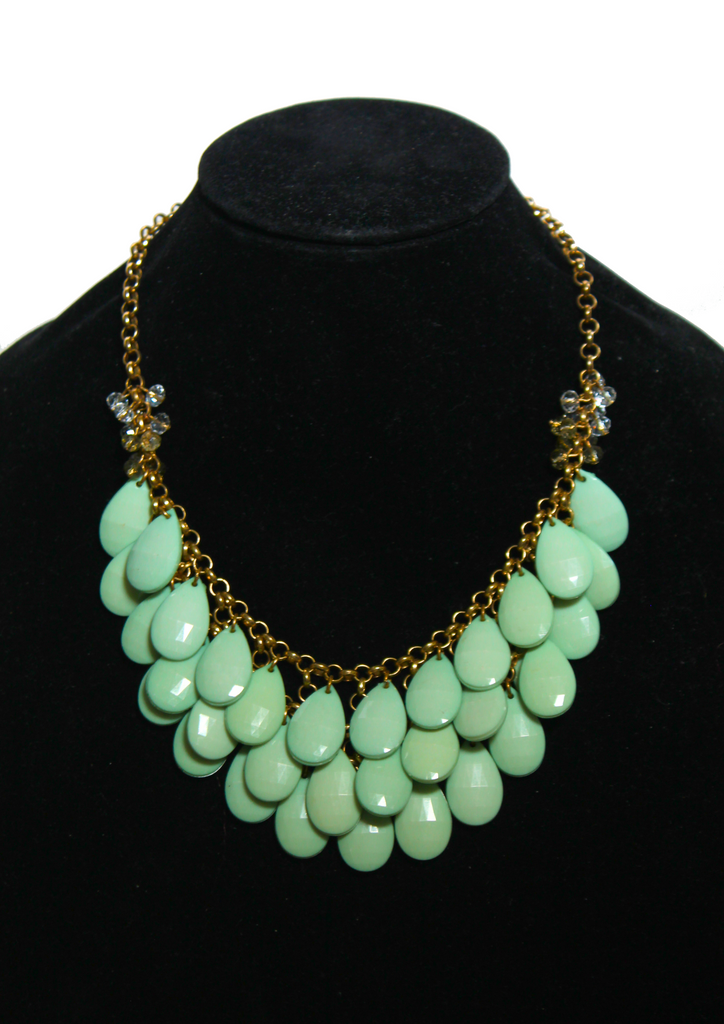 Sea Green Chunky Bead Statement Bib Necklace