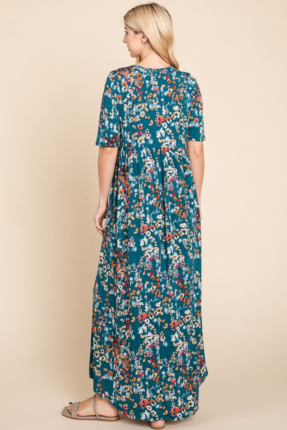 BOMBOM Printed Short Sleeve Mini Dress