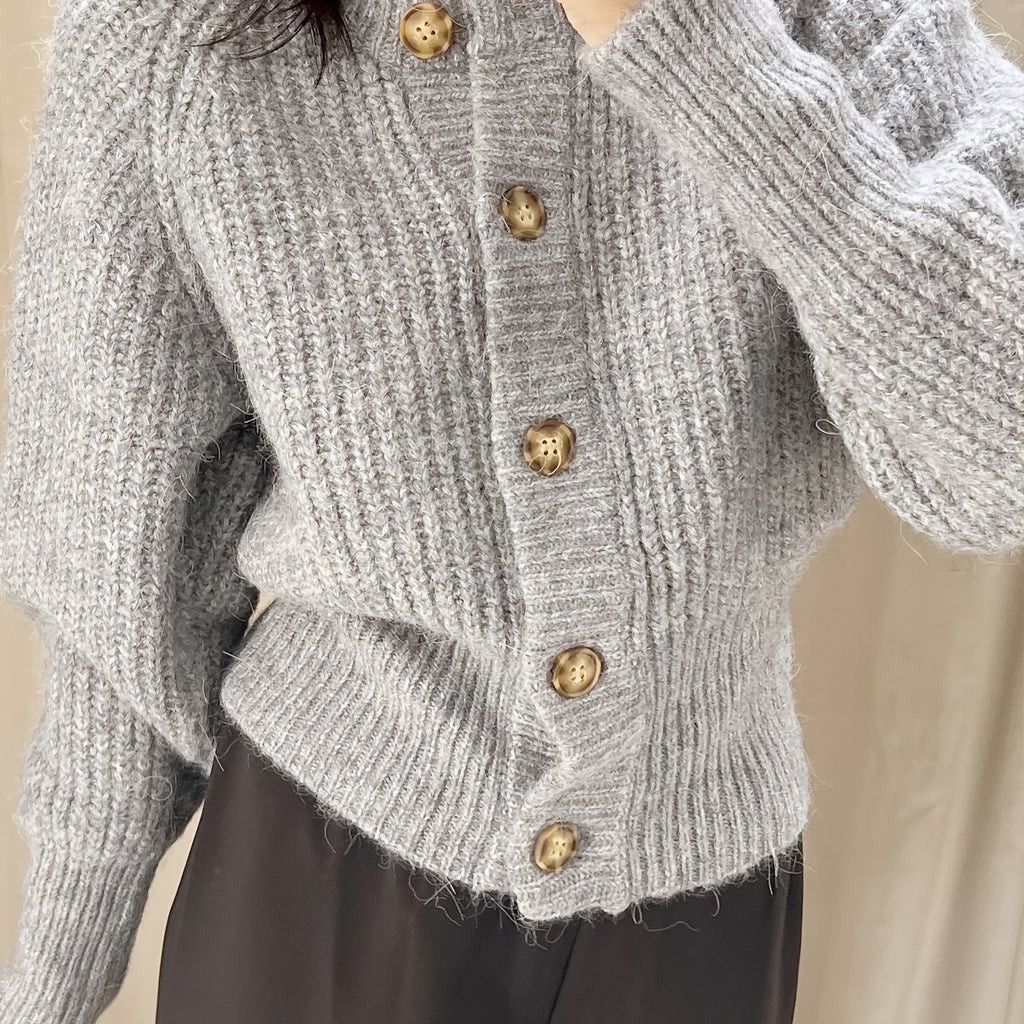 Solid Round Neck Long Sleeve Button Down Cardigan, Casual Autumn & Winter Warm Loose Sweater, Women's Clothing