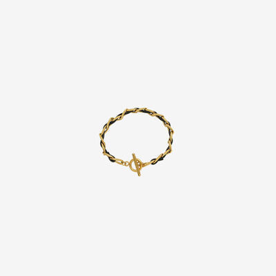 18K Gold-Plated Leather Chain Bracelet