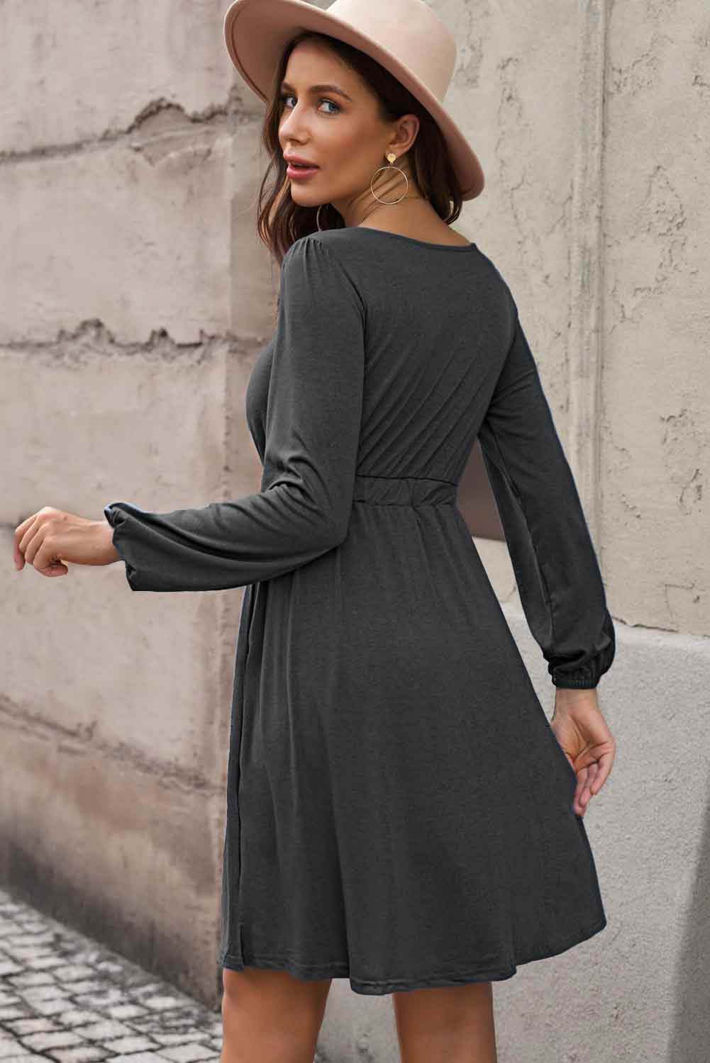 Double Take Scoop Neck Empire Waist Long Sleeve Magic Dress main image 0