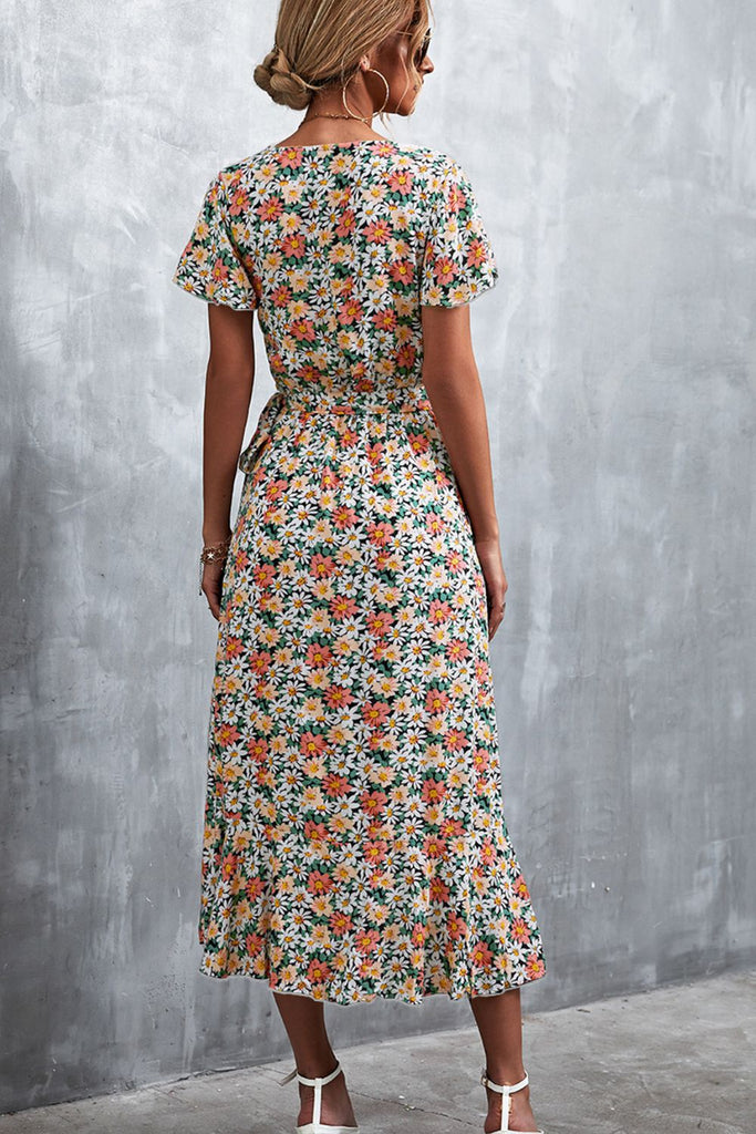 Surplice Neck Swiss Dot Tie Belt Layered Dress – Vogue To Vintage Boutique,  LLC