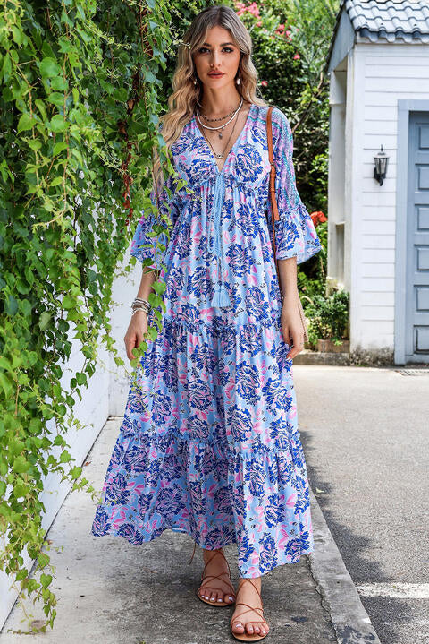 quarter sleeve maxi dress Evermore 3/4 Sleeve Tiered Maxi Dress 3X 20-24 / Sage