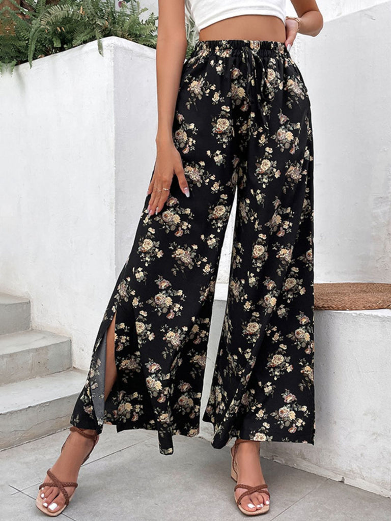 Wide leg pants clearance with side slits