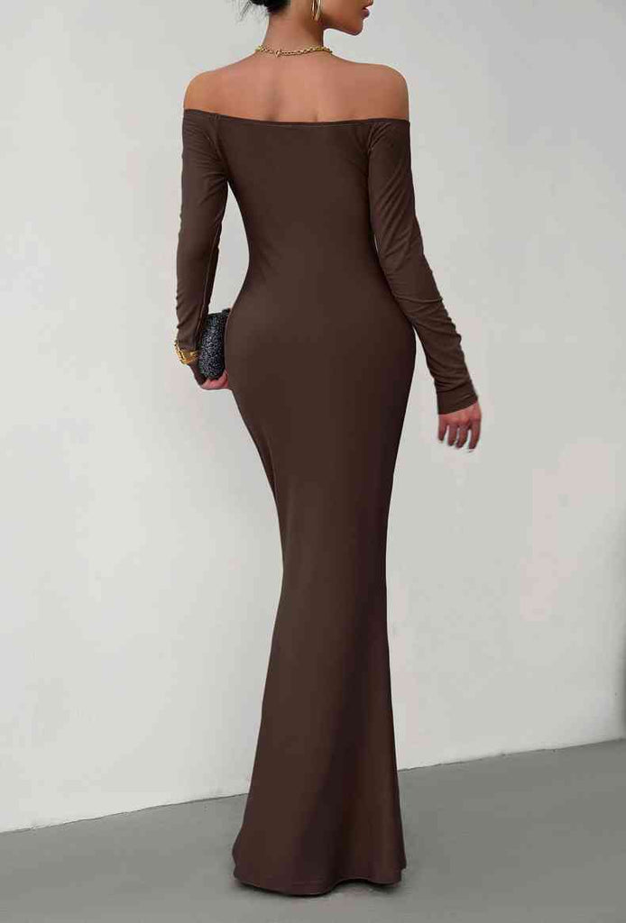 Off-Shoulder Long Sleeve Maxi Dress – La Boutique Dacula
