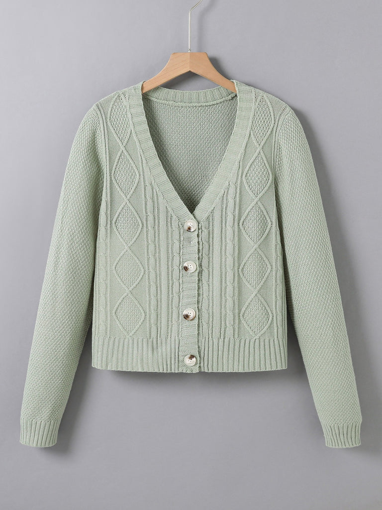 Women's Sweater Plain Solid Knit Button Cardigan