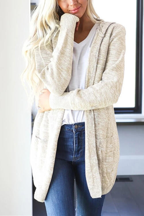 Heathered Open Front Cardigan with Pockets