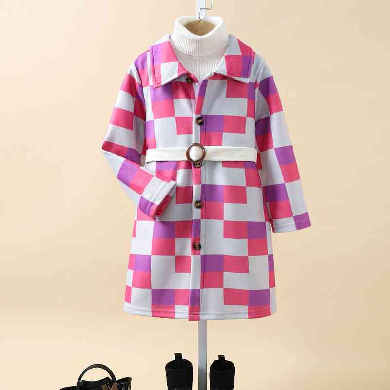 Printed Collared Neck Trench Coat