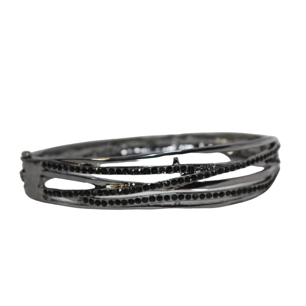 Dark Gray Metallic Multi-Layer Wrist Bracelet for Women