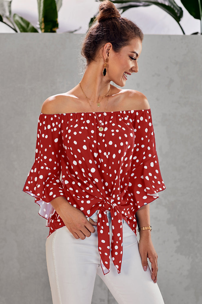 Tie-Front Top in Dot