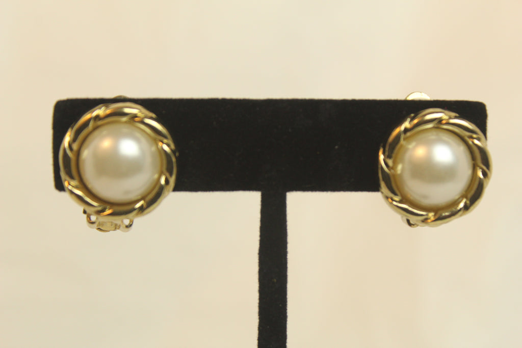 Pairs of Gold Plated and Mabe Pearl Earrings