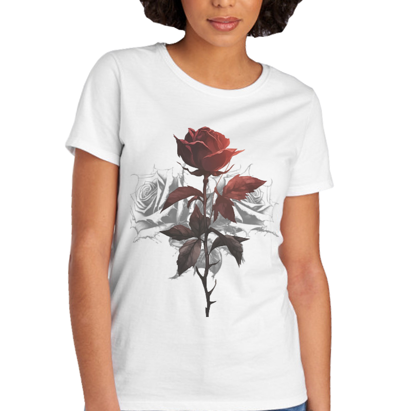 Women's 3 Roses Graphic Design Short Sleeve Cotton T-Shirt