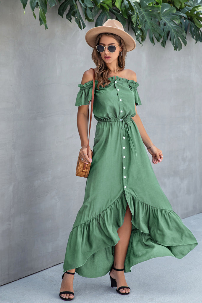 Off Shoulder Ruffle Hem Dress