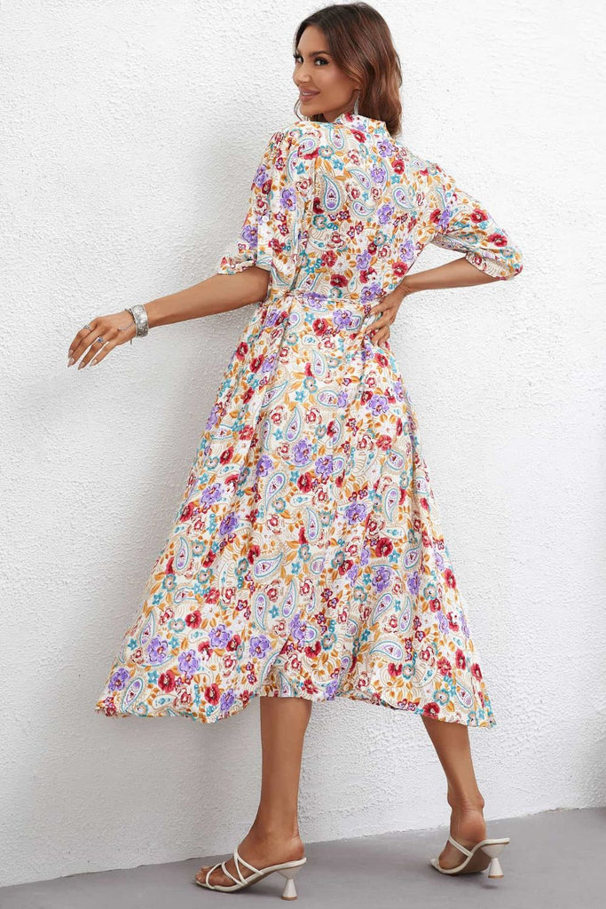 Maxi Floral Shirt Dress Floral Print Floral Wrap Wrap Dress With Sleeves Uk  Cute Ivory Floral Midi Dress Fall Floral