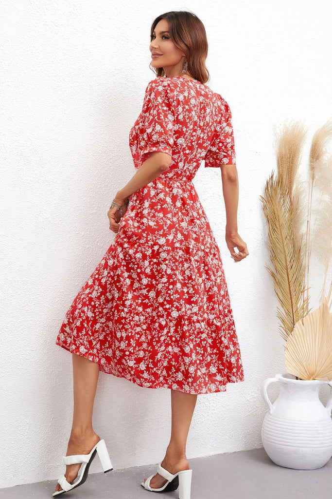 Floral tie waist dress sale