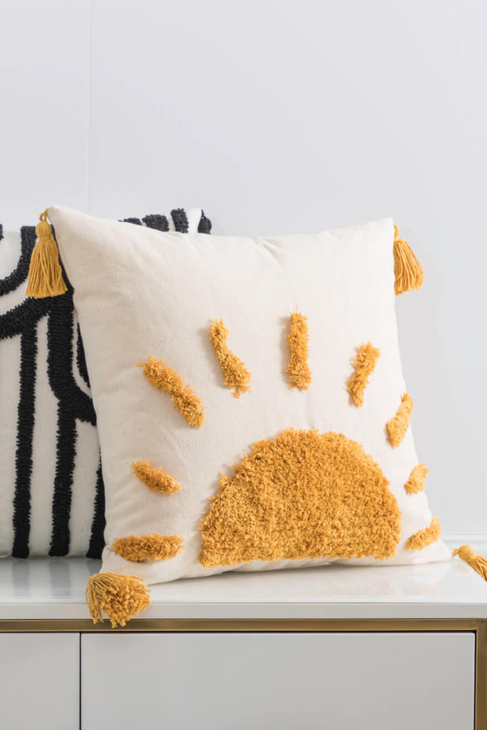 Sun Graphic Tassel Decorative Throw Pillow Case