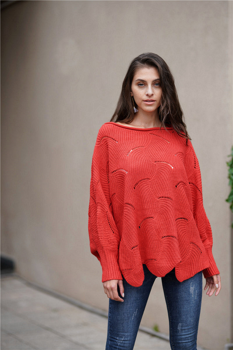Openwork Boat Neck Sweater Dress main image 1