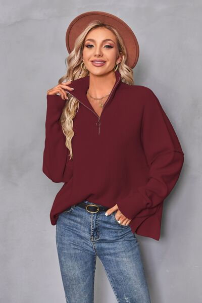 Quarter Zip Dropped Shoulder Sweater – La Boutique Dacula Quarter Zip Dropped Shoulder Sweater – La Boutique Dacula