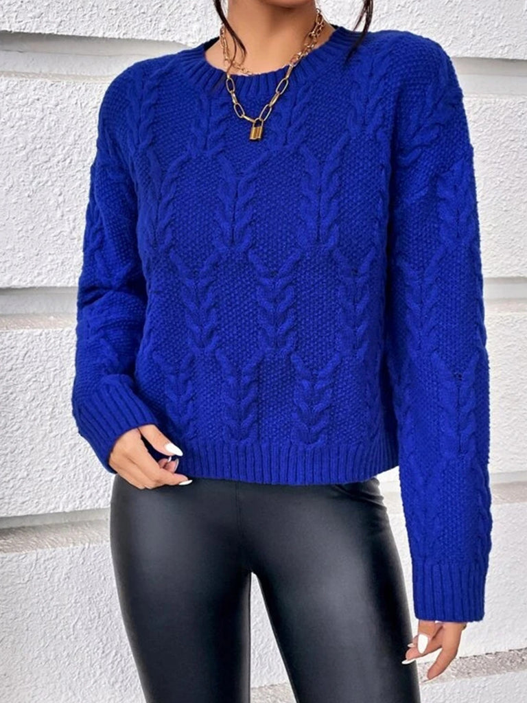 Women's Sweater Casual Solid Crew Neck Long Sleeve Loose Fall Winter Sweater